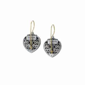 Harmony Heart Earrings in 18K Gold and Sterling Silver with Brown Diamonds - Image 2