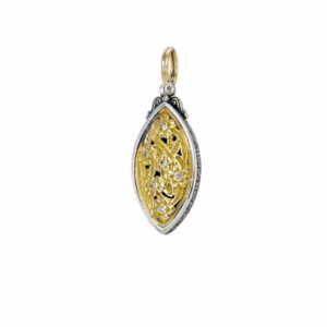Harmony Marquise Pendant in 18K Gold and Sterling Silver with Brown Diamonds