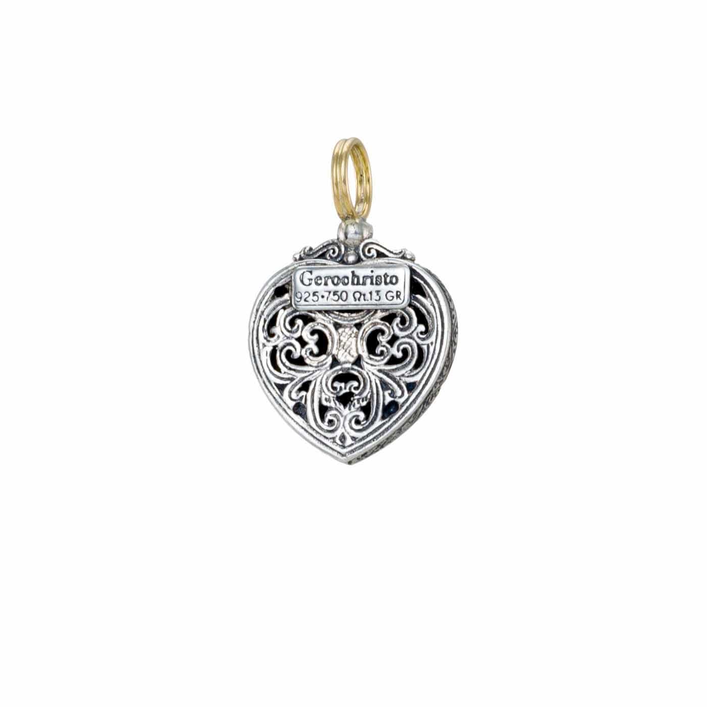 Harmony Heart pendant in 18K Gold and Sterling silver with rubies ...