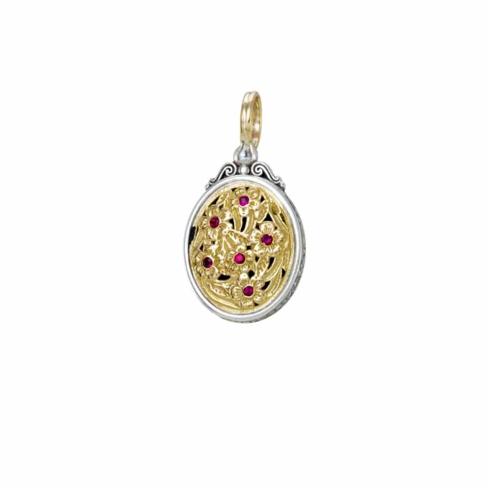 Harmony pendant in 18K Gold and Sterling silver with rubies
