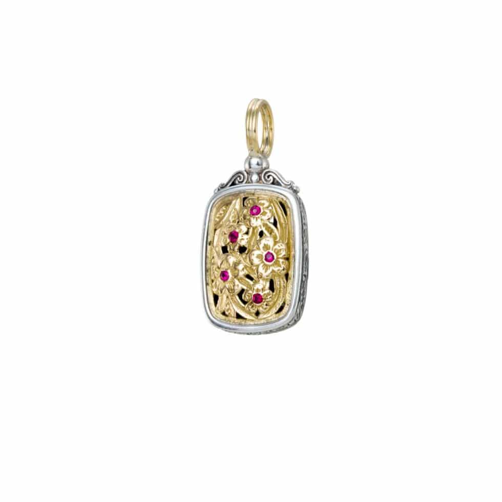 Harmony pendant in 18K Gold and Sterling silver with rubies