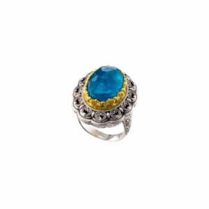 Penelope Big Oval Ring in Sterling Silver with Gold plated parts - Image 5