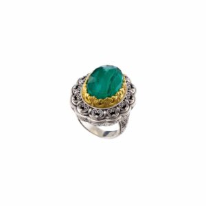 Penelope Big Oval Ring in Sterling Silver with Gold plated parts - Image 2