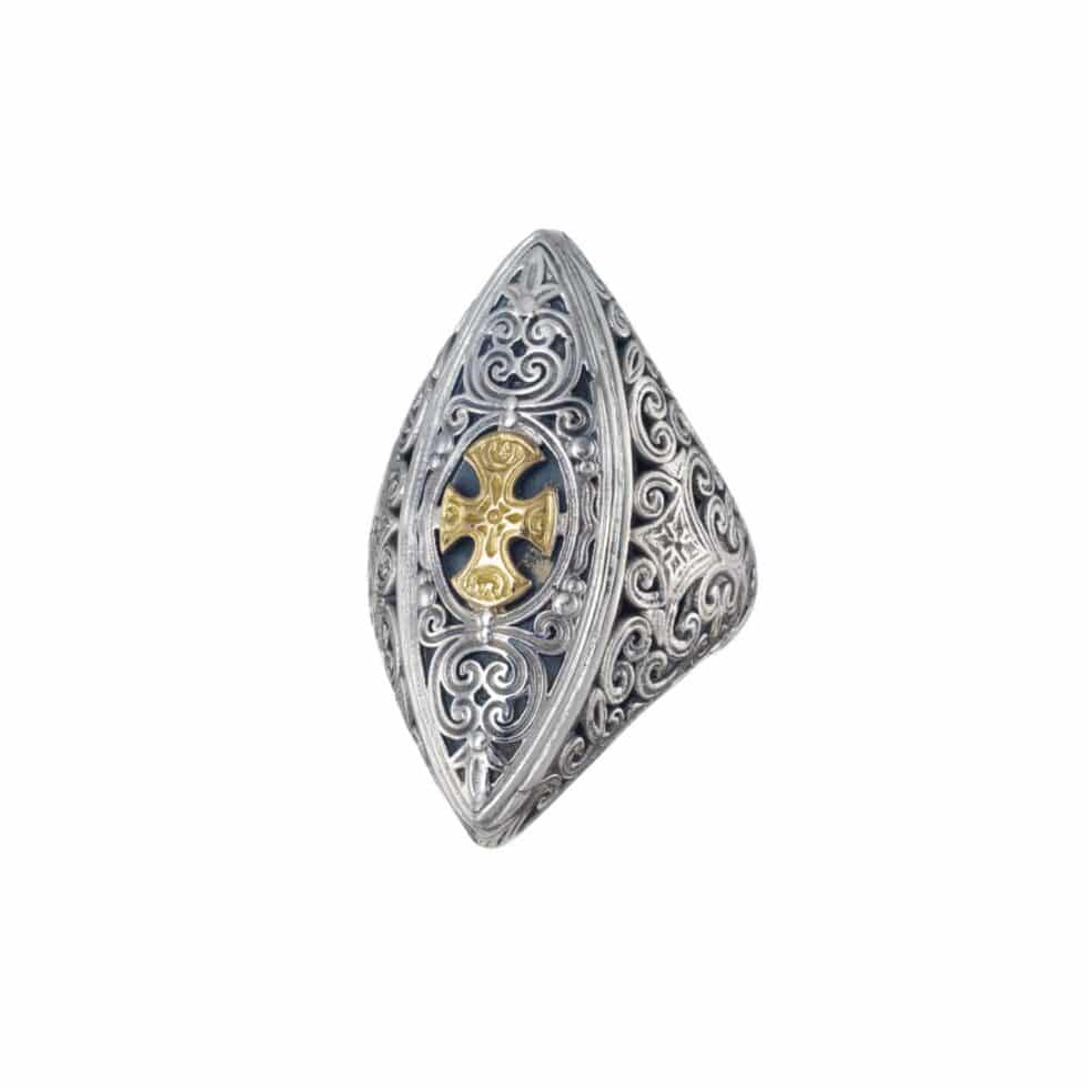 Faidra Cross Ring in 18K Gold and Sterling Silver