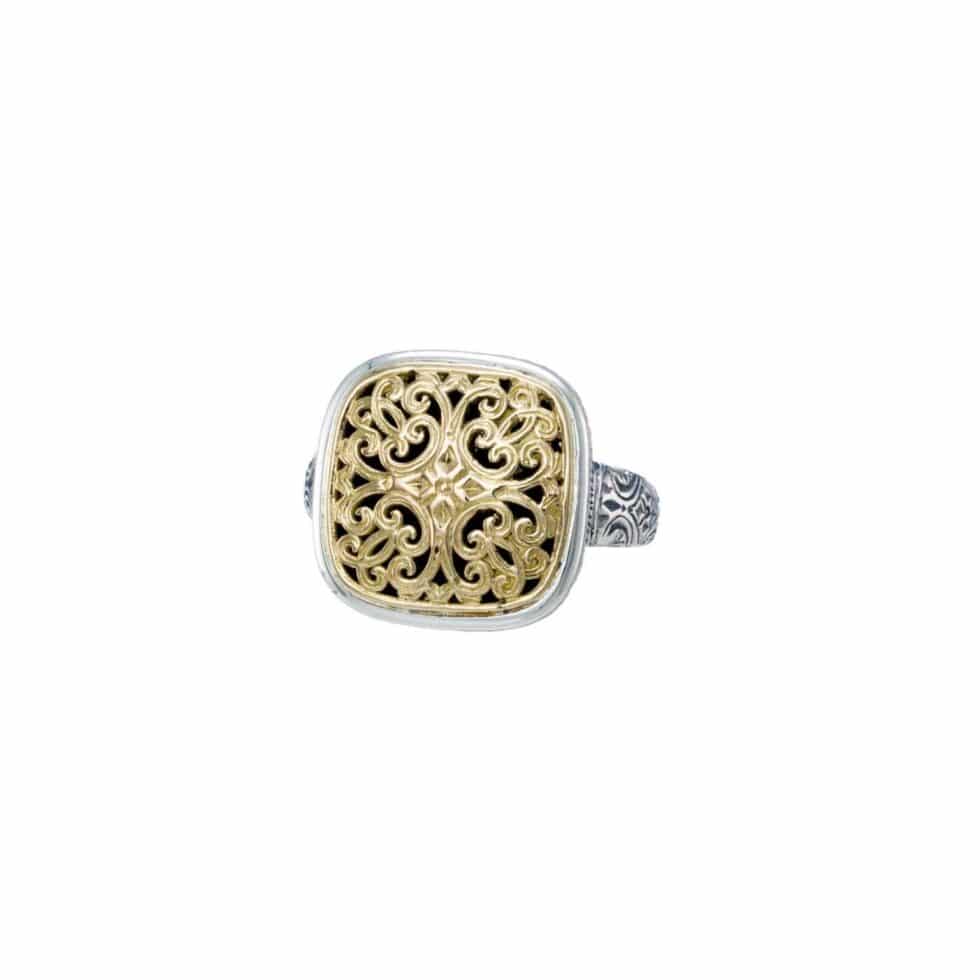 Mediterranean Square Ring in 18K Gold and Sterling Silver