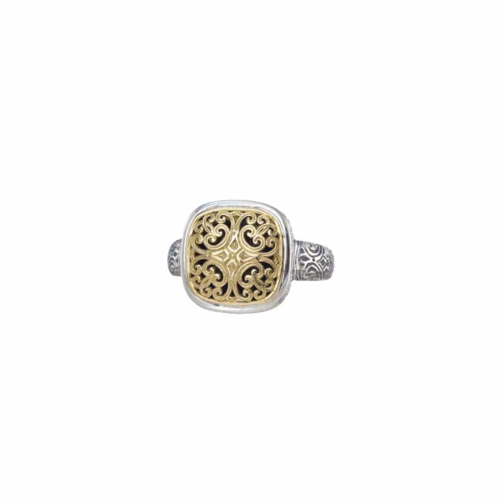 Mediterranean Small Square Ring in 18K Gold and Sterling Silver