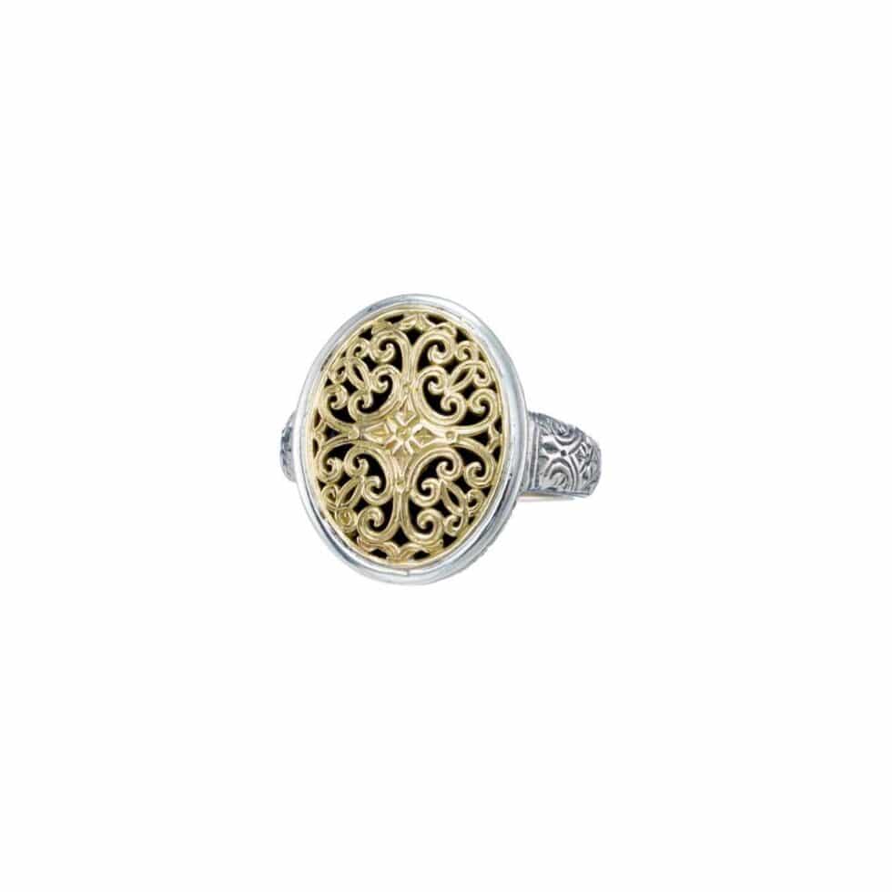 Mediterranean Oval Ring in 18K Gold and Sterling Silver