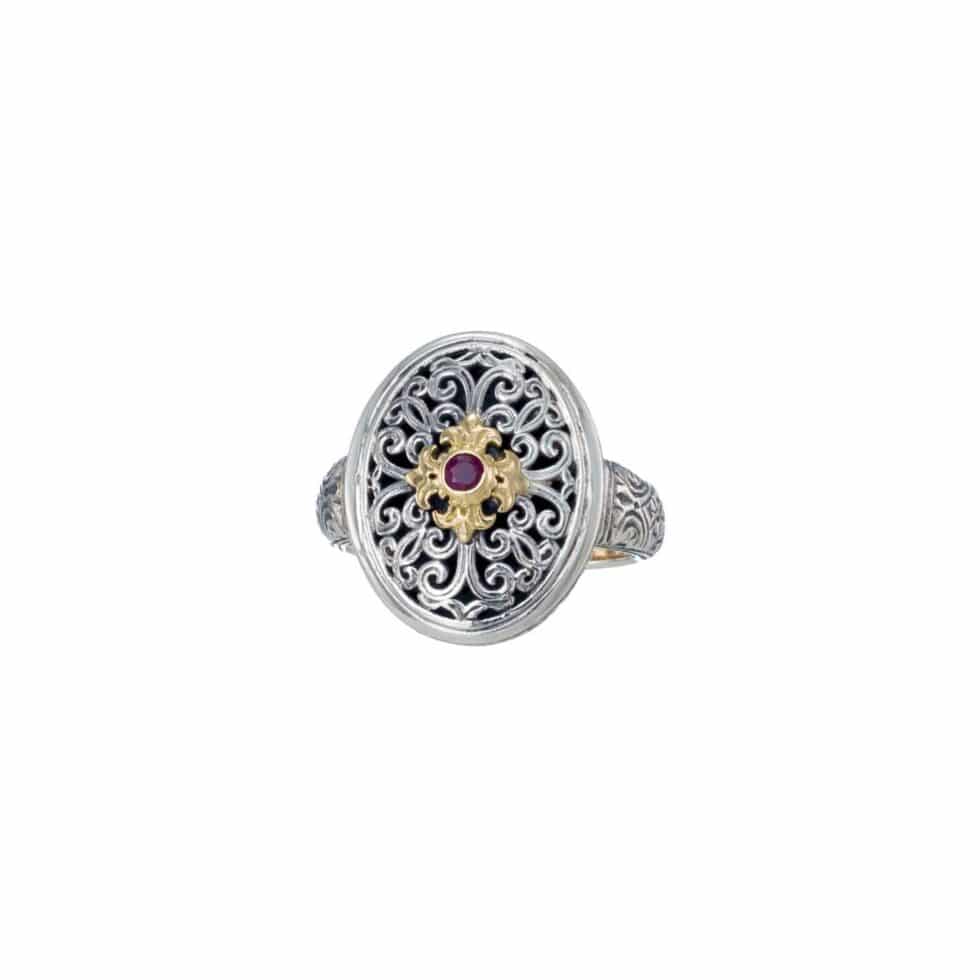 Mediterranean Oval Ring in Sterling Silver with 18K Gold details