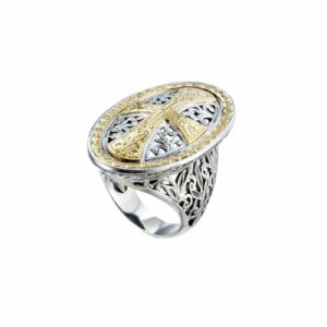 Garden shadows big oval ring with cross in 18K Gold and Sterling Silver - Image 2