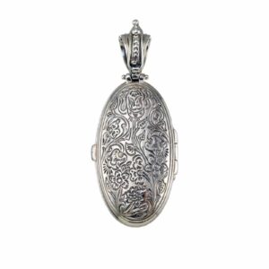 Harmony Oval locket in 18K Gold and Sterling Silver with Gemstones - Image 4