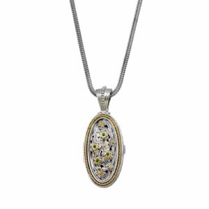 Harmony Oval locket in 18K Gold and Sterling Silver with Gemstones - Image 3