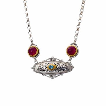 Iris Necklace in Sterling Silver with Gold Plated Parts