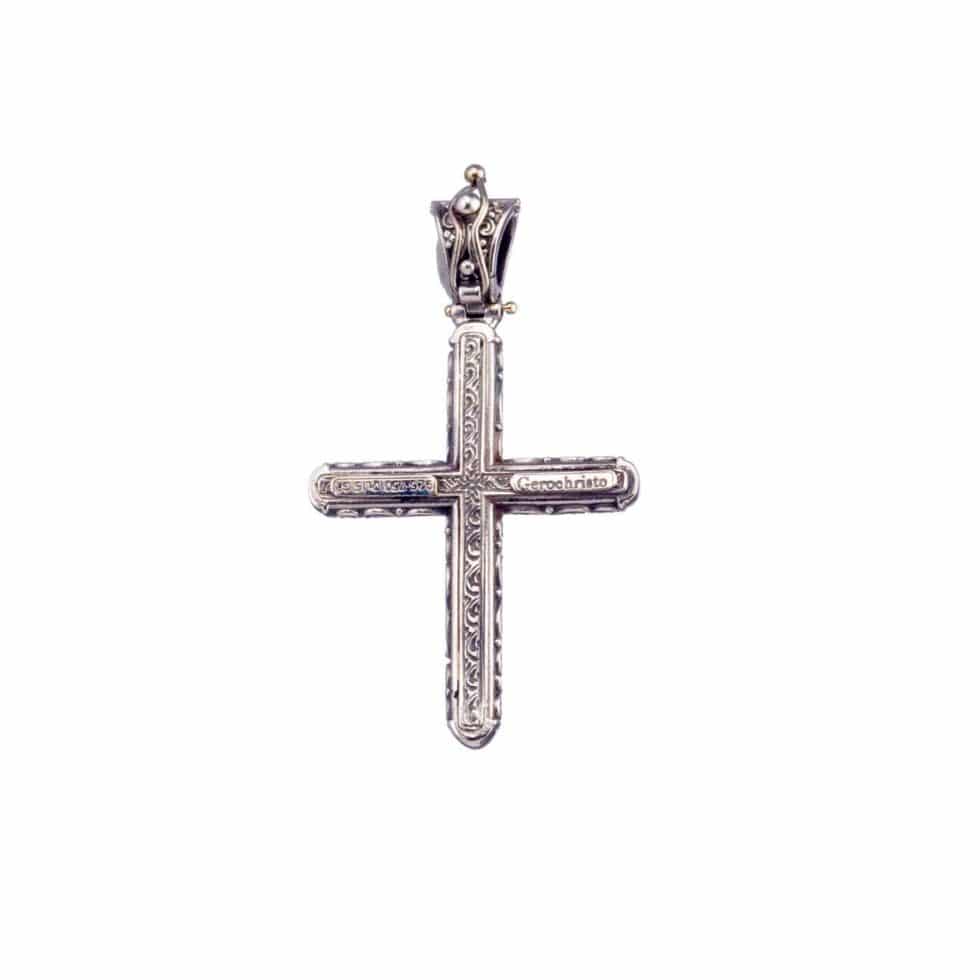 Eden's Garden Eve Cross in Sterling Silver with Gold K18 and Ruby