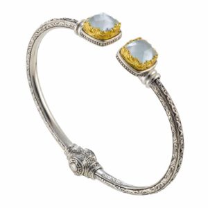 Iris small Square Bracelet in Sterling Silver with Gold Plated parts - Image 5