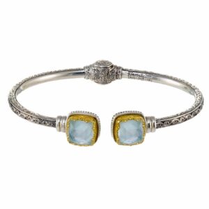 Iris small Square Bracelet in Sterling Silver with Gold Plated parts - Image 4