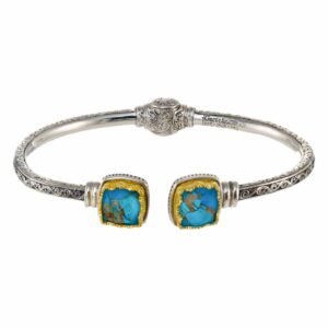 Iris small Square Bracelet in Sterling Silver with Gold Plated parts - Image 3
