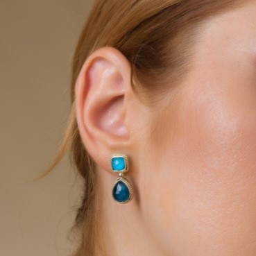 Eve earrings in 18K Gold and sterling silver with doublet stones