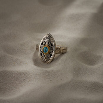 Mediterranean Ring in Sterling Silver with 18K Gold and Gemstone