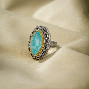 Penelope Ring in Sterling Silver with Gold plated parts and Doublet Gemstone