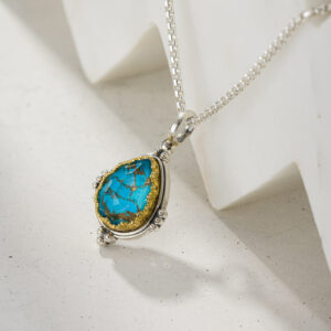 Semeli Drop Pendant in Sterling silver with Gold plated parts