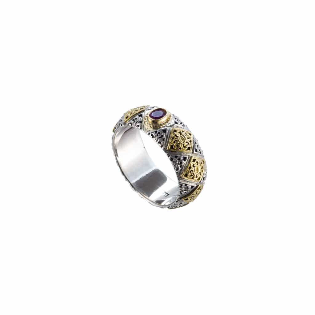 Band ring in 18K Gold and Sterling Silver with Ruby - Image 3