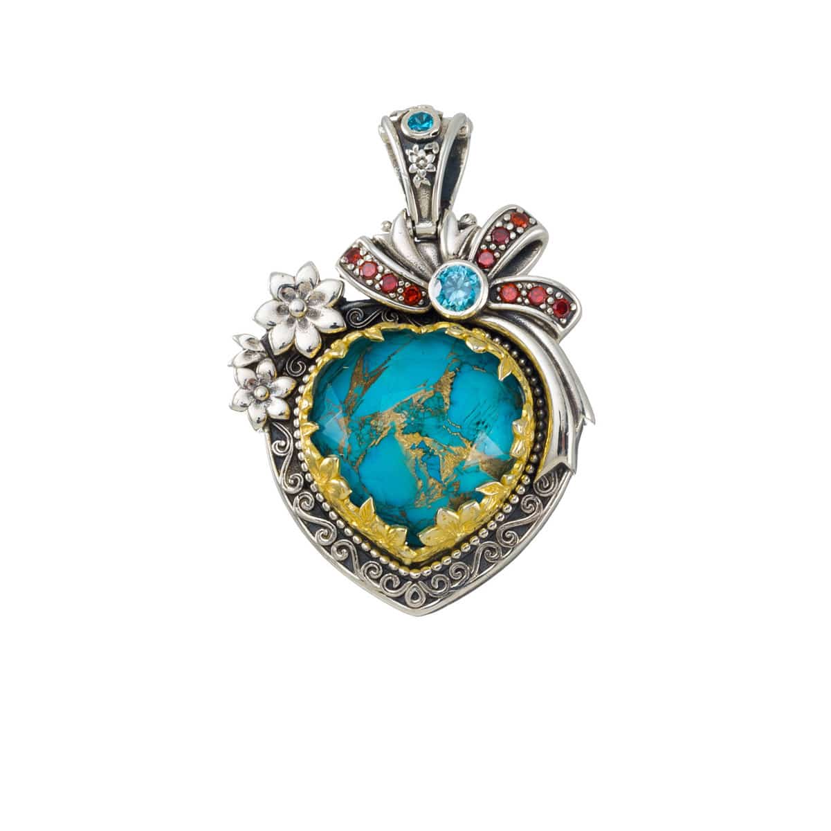 Dione Heart pendant in Sterling Silver with Gold Plated Parts ...