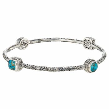 Eva bangle bracelet in sterling silver with doublet stones
