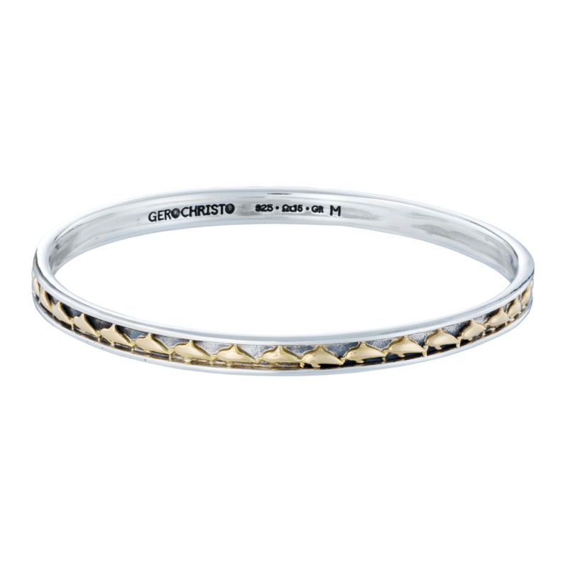 Dolphins Bangle bracelet in 18K Gold and sterling silver