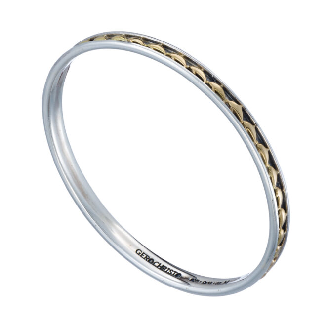 Santorini Dolphins Bangle bracelet in 18K Gold and sterling silver - Image 2