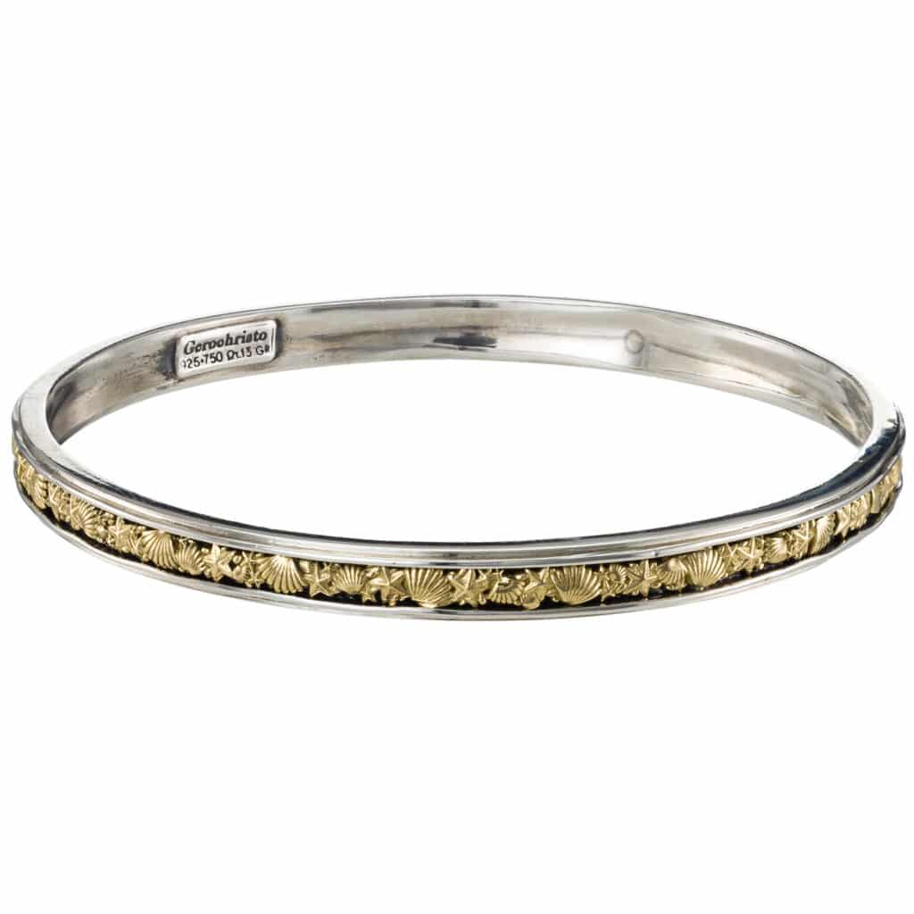 Bangle bracelet in 18K Gold and sterling silver