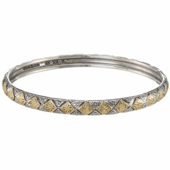Byzantine Style Bangle bracelet in 18K Gold and sterling silver