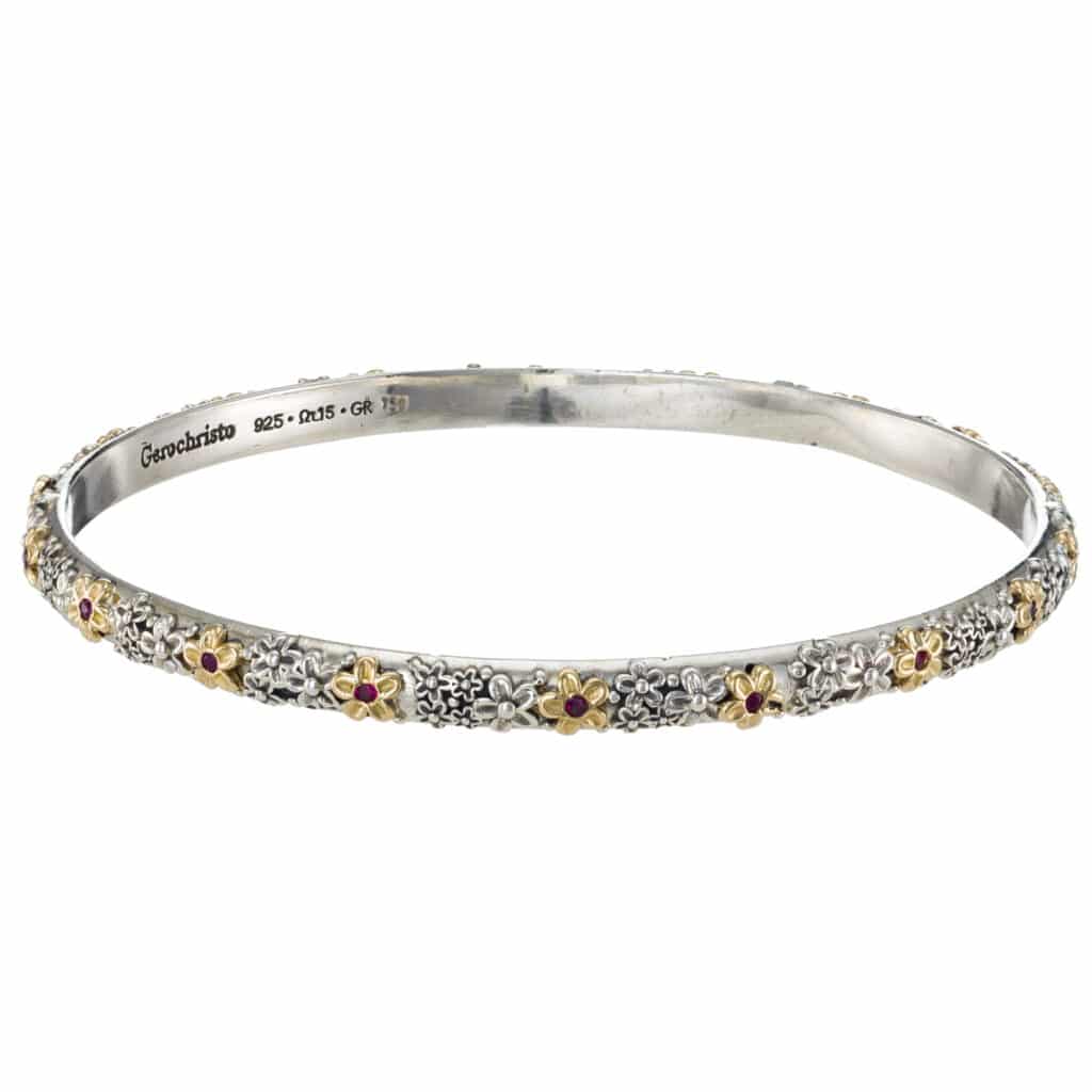 Anthemis Bangle bracelet in 18K Gold and sterling silver