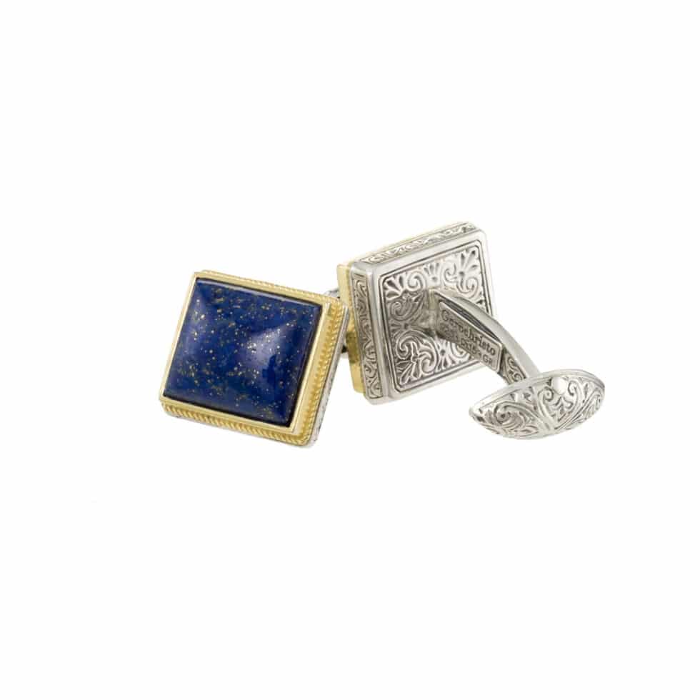 Cufflinks in Sterling Silver with Gold palted parts and Lapis