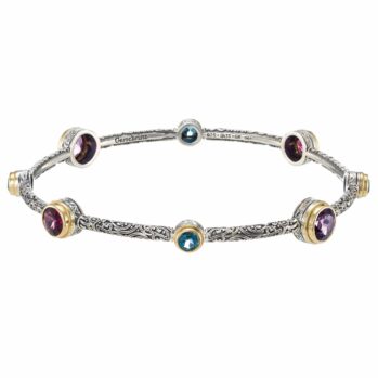 Eden's Garden Bangle bracelet in 18K gold, sterling silver and natural stones