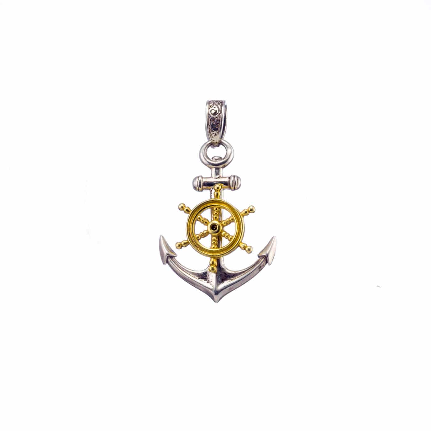 Anchor Pendant in Sterling Silver with Gold Plated Parts 3375