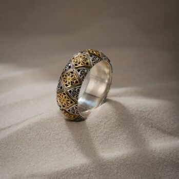 Byzantine Band ring in 18K Gold and Sterling Silver