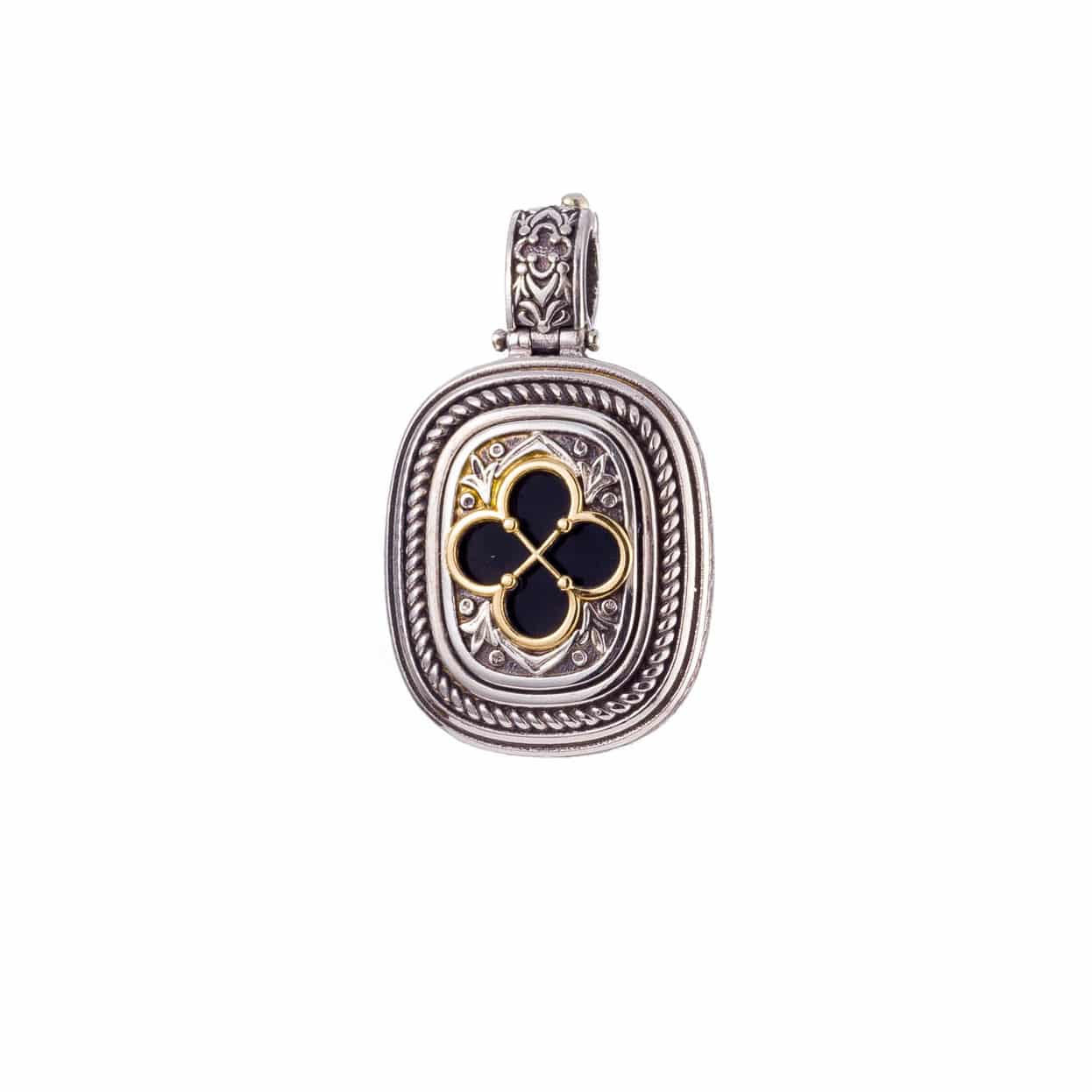 Odysseus Pendant in Sterling Silver, 18K Solid Yellow Gold and Black Onyx 3309-a-2