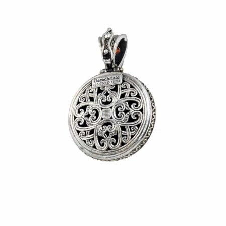 Odysseus Round Pendant in 18K Gold and Sterling Silver 3386-back