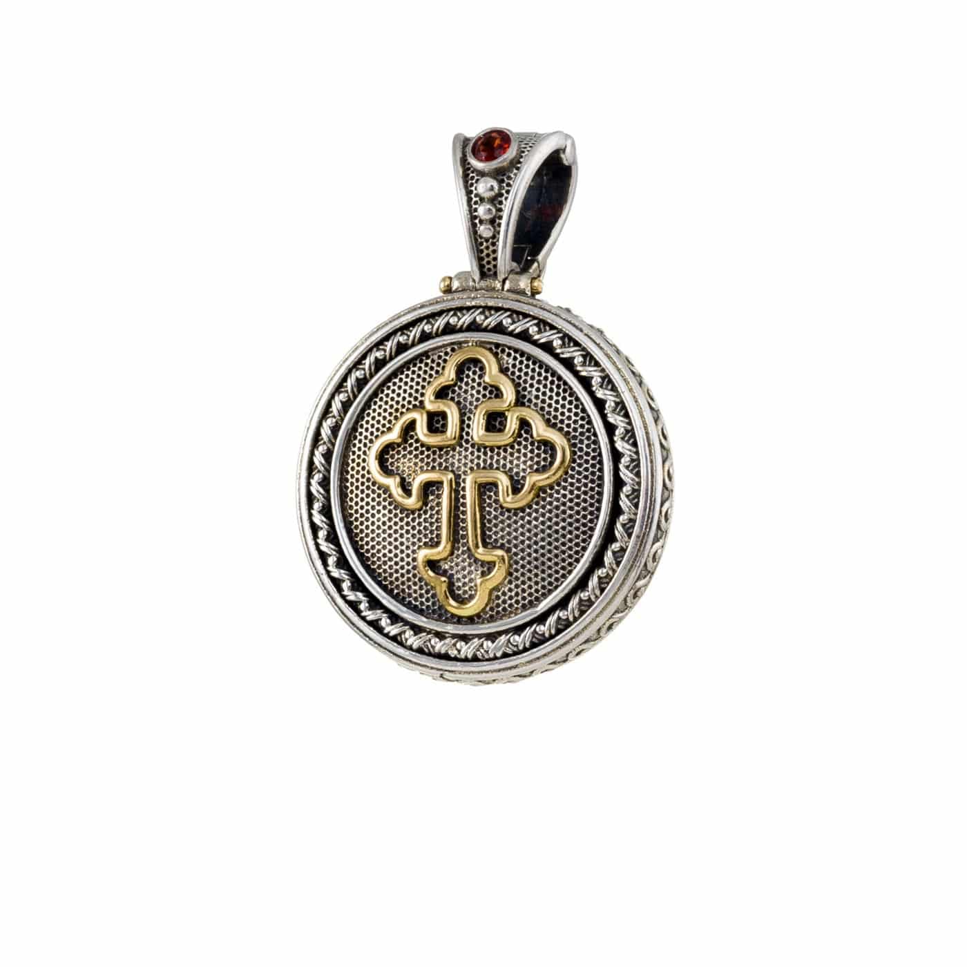 Odysseus Round Pendant in 18K Gold and Sterling Silver 3386
