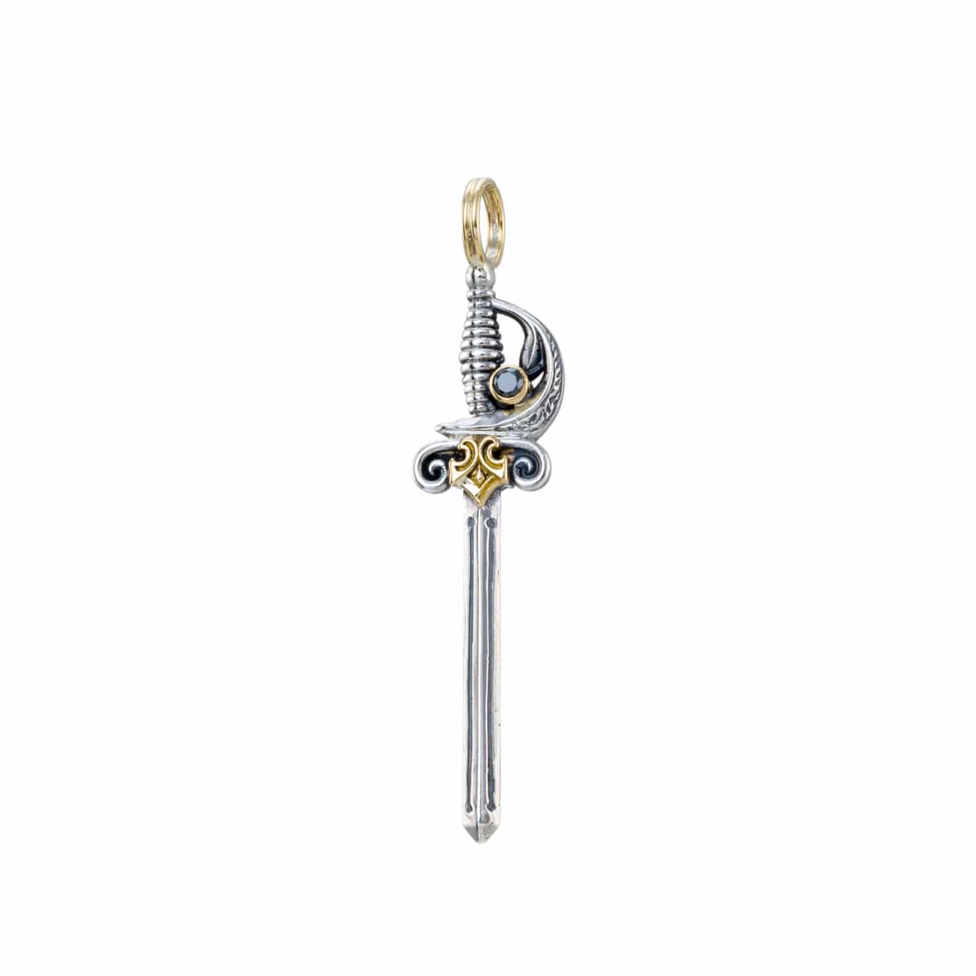 Sword Pendant in 18K Gold and Sterling Silver 3403
