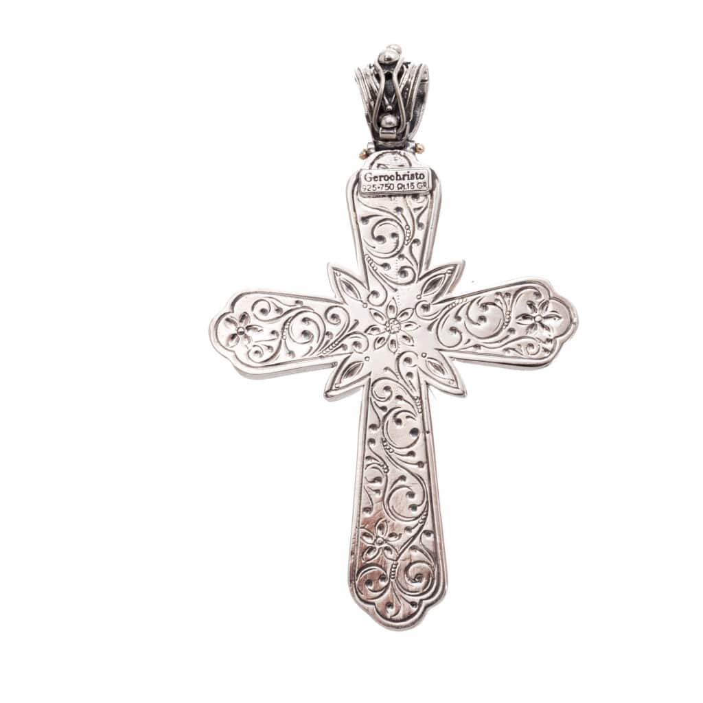 Byzantine cross in 18K Gold and Sterling silver with Gemstones - Image 3