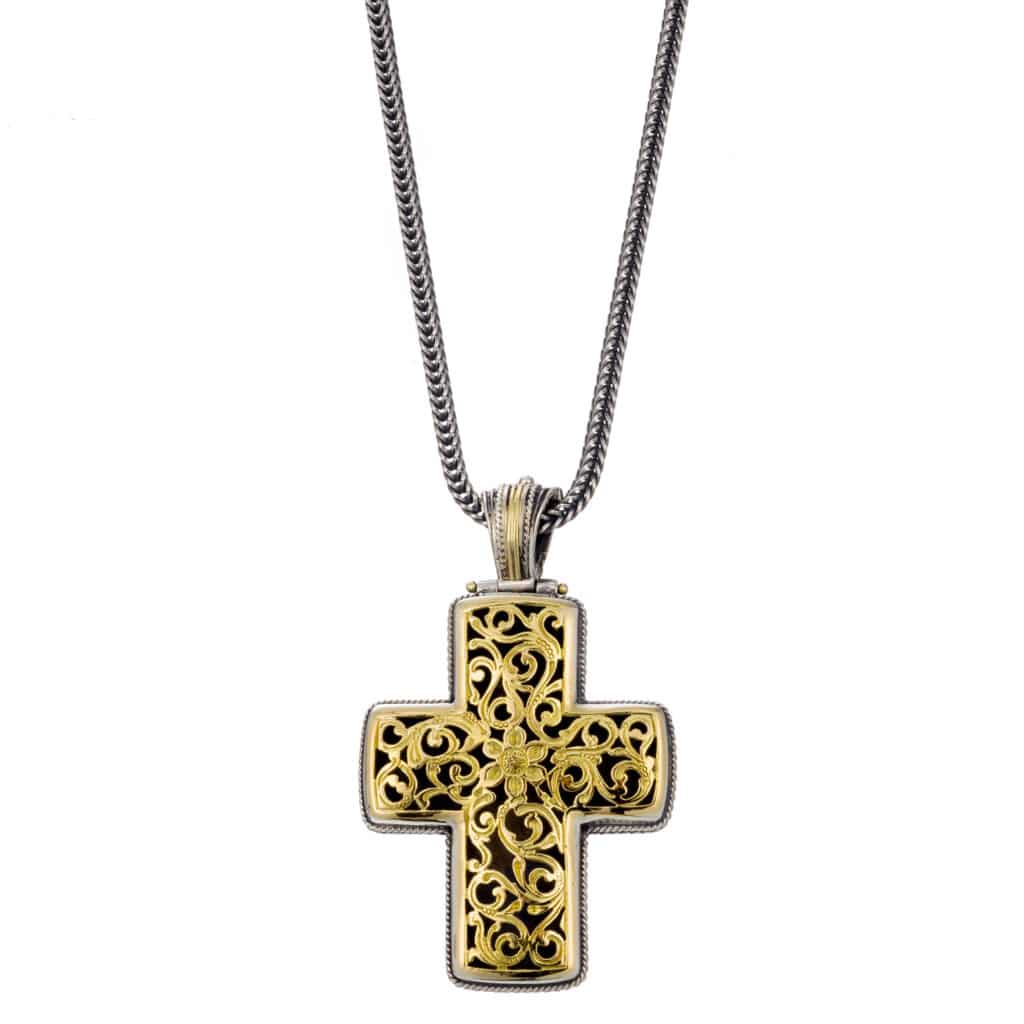 Garden Shadows cross in 18K Gold and sterling silver - Image 3