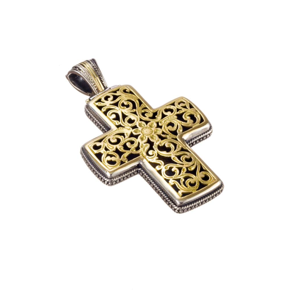 Garden Shadows cross in 18K Gold and sterling silver
