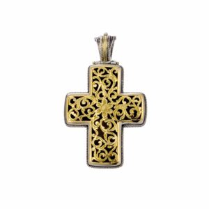 Garden Shadows cross in 18K Gold and sterling silver