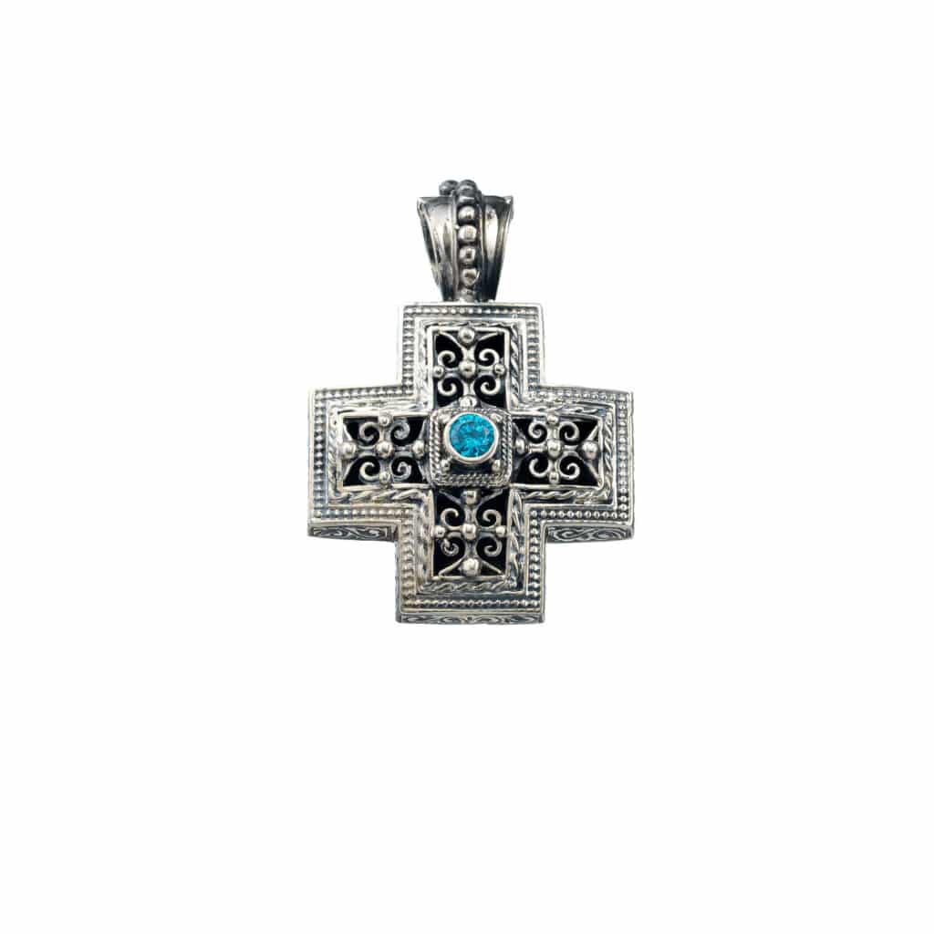 Byzantine Cross in sterling silver with Stone