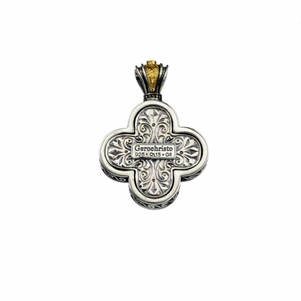 Cross in sterling silver with Gold plated parts mother of pearl and cubic zirconia - Image 4