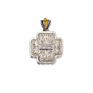 Cross in sterling silver with Gold plated parts mother of pearl and cubic zirconia - Image 3
