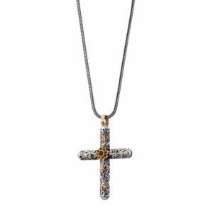 Eden's Garden Cross in Sterling silver with 18K Gold and Ruby - Image 2