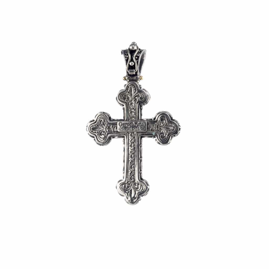 Eden's Garden Eve Cross in Sterling silver with Gold K18 and Ruby