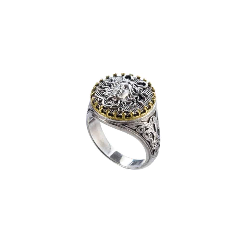 Medusa ring in 18K Gold and sterling silver